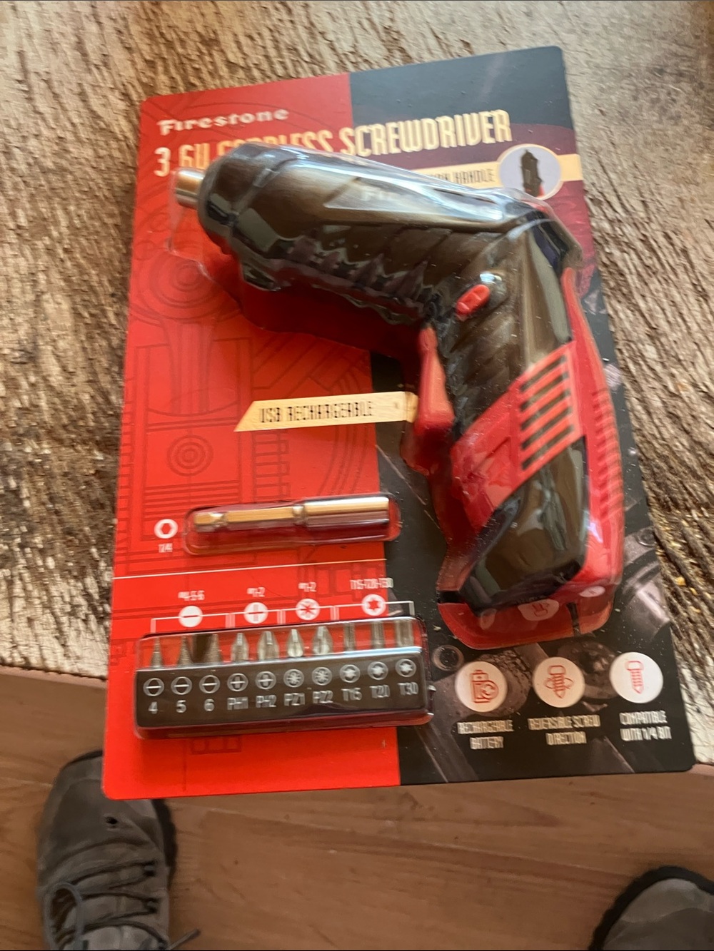 Firestone Red & Black 3.6V Cordless Screwdriver Kit